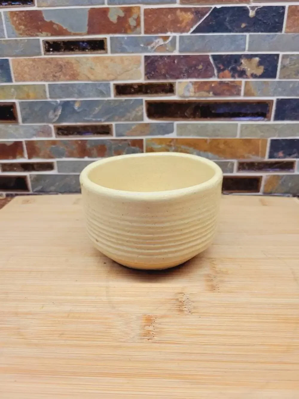 Vintage Zanesville Stoneware Ribbed Pottery Bowl Planter Cream Homespun MCM